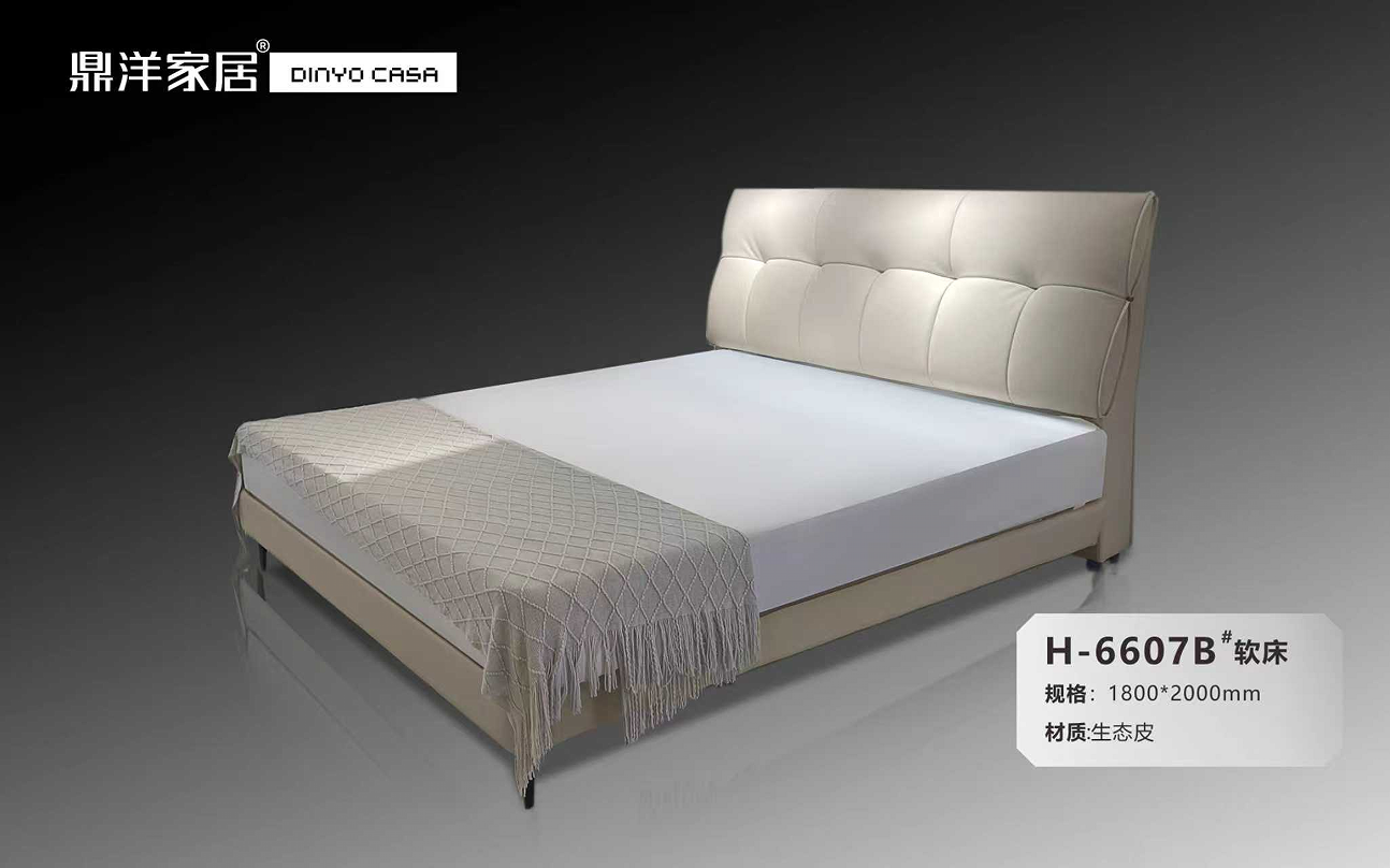 Eco - Leather Serenity Bed: Modern Comfort Redefined-H-6607B