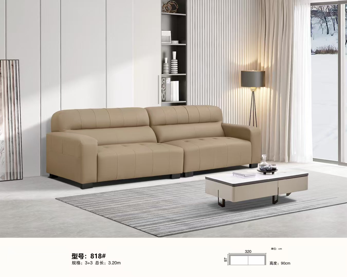 Modern Chic Leather Sofa-818