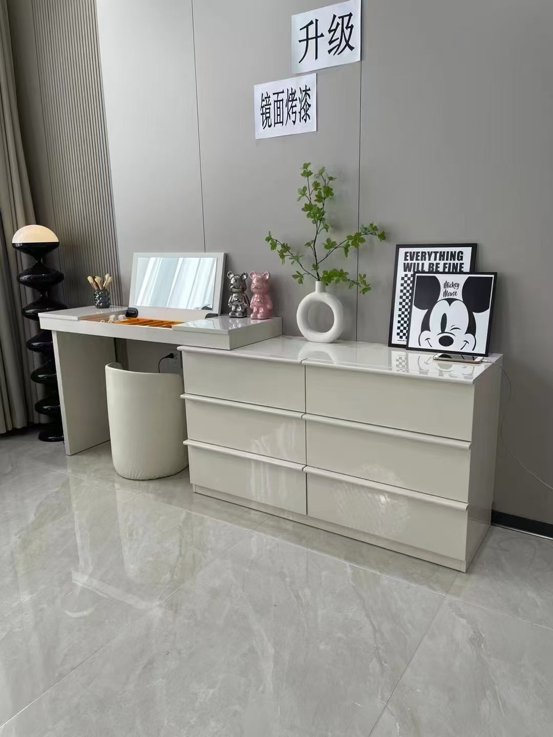 Mirror paint, relief technology, flip mirror. Can be used as a computer desk, a multi-purpose. -YF-306