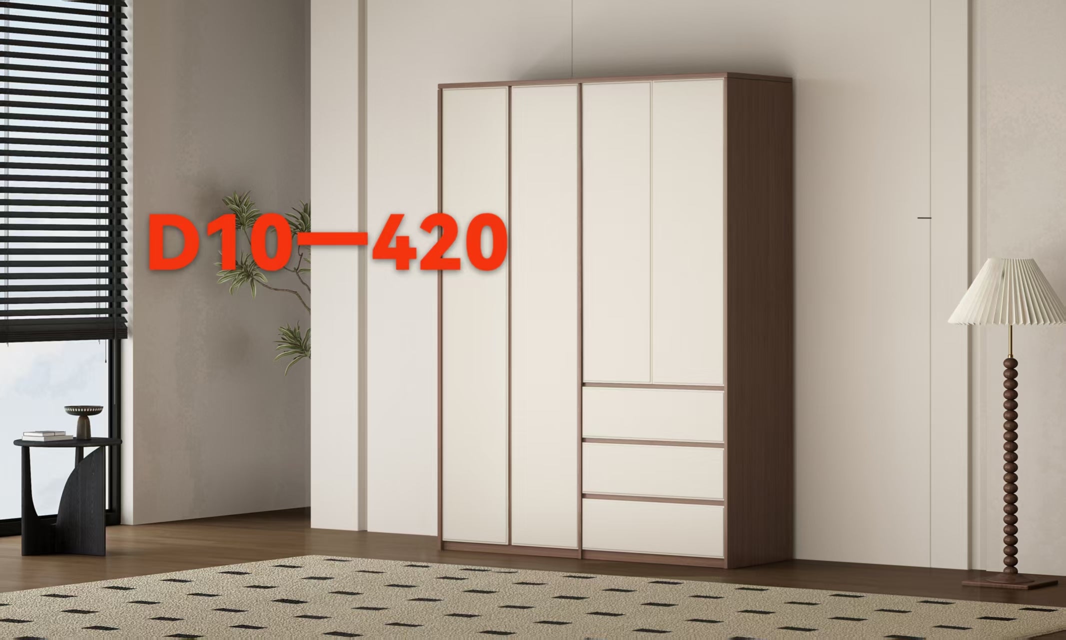 Modern Multi - Door Wardrobe with Drawers-D10-420