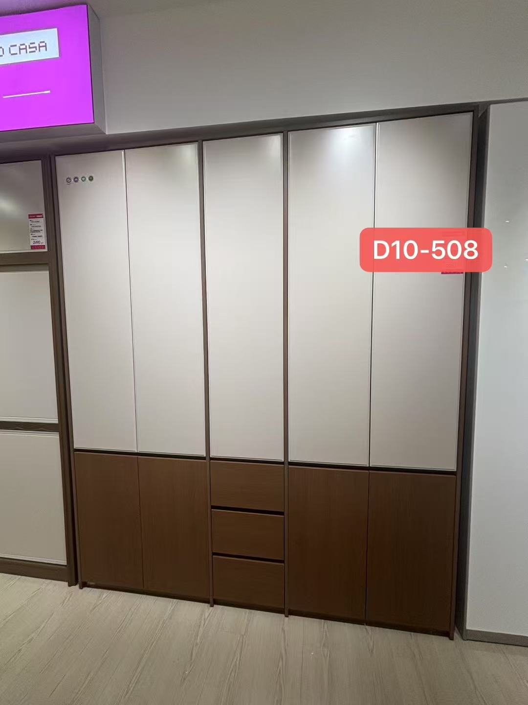 Two - Tone Multi - Door Wardrobe with Drawers-D10-508