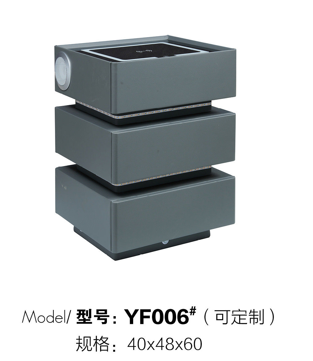 TechSense Smart Nightstand Bluetooth Speaker, Wireless Charging, Fingerprint Lock & USB Port YF-006-三抽-YF