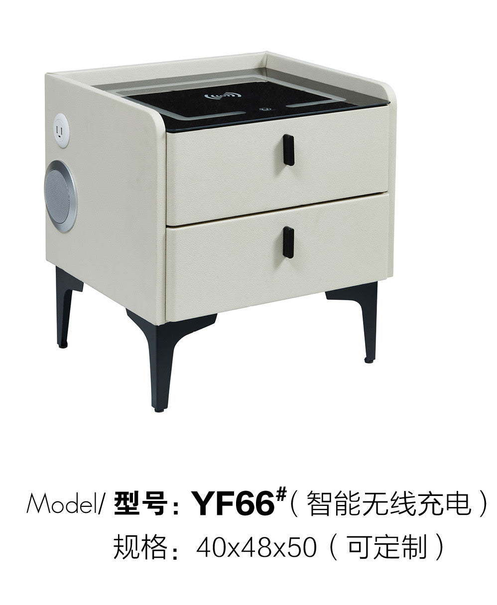 TechSense Smart Nightstand  Bluetooth Speaker, Wireless Charging, Fingerprint Lock & USB Port YF66-YF