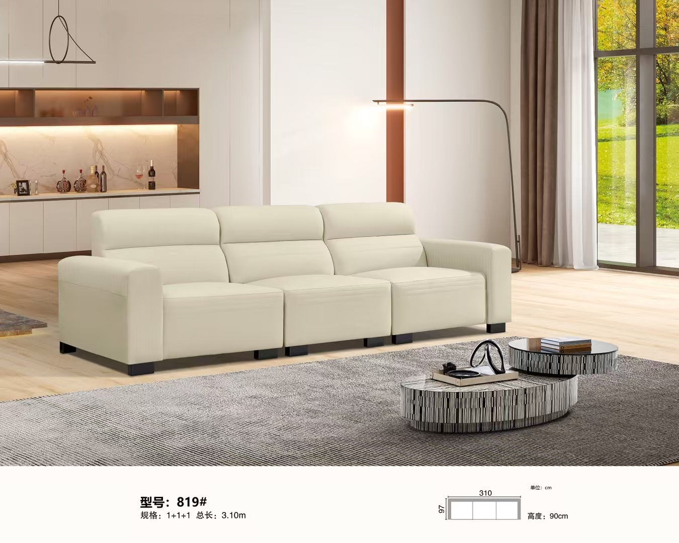 Modern Elegance Leather Sofa-819