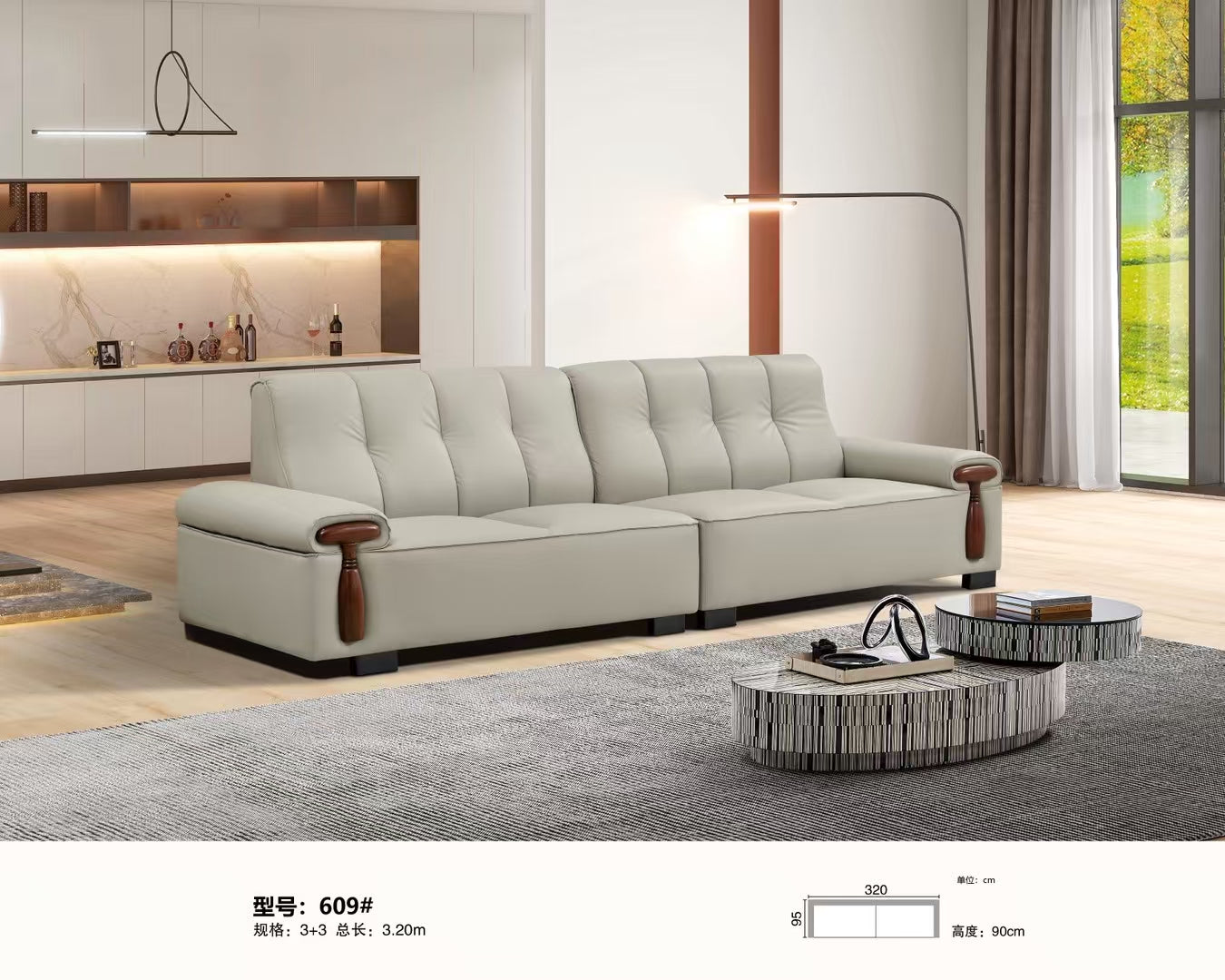 Modern Elegance Leather Sofa-609